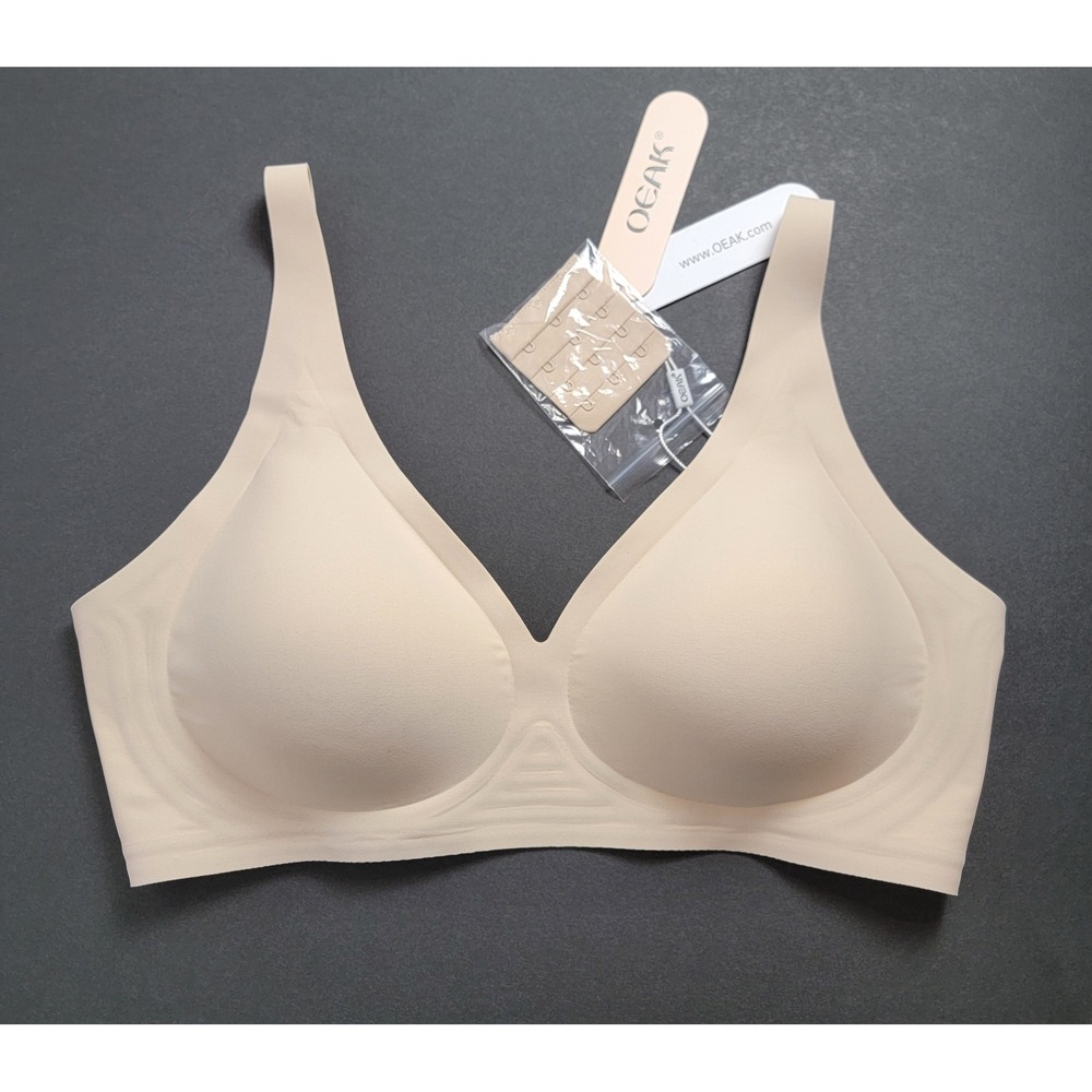 OEAK Womens Wireless Seamless Bra Beige Nude Lrg NWT Athleisure Minimalist
